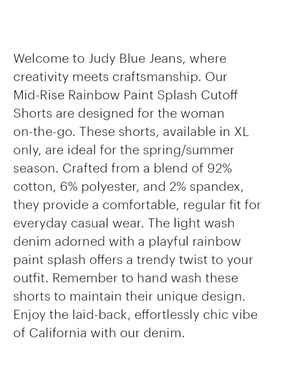 JUDY BLUE Mid Rise Rainbow Paint Splash Cut Off Shorts XL - Picture 11 of 11